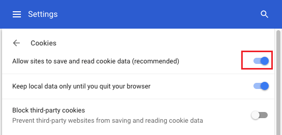 enable cookies on mac for specific website chrome